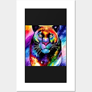 Panther / Cougar - Rainbow Colors Posters and Art